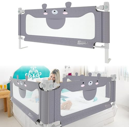 ACXIN Griglia di protezione per il letto, 200 cm, protezione da caduta, regolabile in altezza, per neonati e bambini (piccolo orsetto, 1 pezzo)