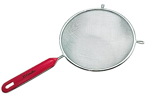 D'Emilia - Colino da cucina in acciaio inox, scolapasta per alimenti a rete fine per pasta, verdure, setaccio per farina in 3 diverse misure (18 cm)