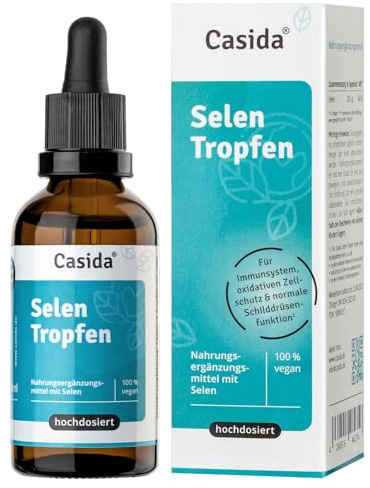 Casida® Gouttes de sélénium hautement dosées – Sélénite de sodium – Végétalien & sans additifs indésirables – 50 ml