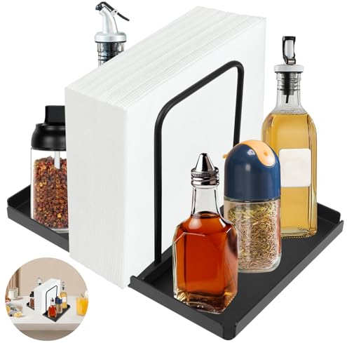 Serviettenhalter Schwarz Serviettenhalter aus Metall für Desktop, Serviettenständer zum Dekorieren Papierserviettenhalter für Küche Esstisch und Party