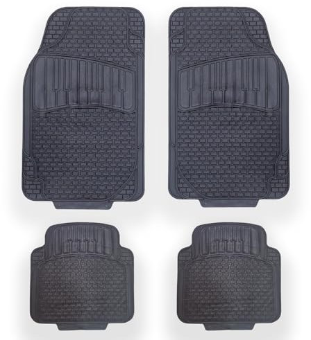 OWIJI Tappetini Auto Gomma Universali Set 4 Pezzi Antiscivolo Abitacolo Sagomabili PVC Plastica Impermeabile Ritagliabile Adattabile