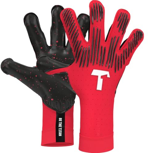 T1TAN Rebel 2.0 Solar Red - Goalkeeper Gloves Men - Professional Football Gloves for Adults and Teenagers - The Gloves for Football and Any Goalkeeper - Size 11