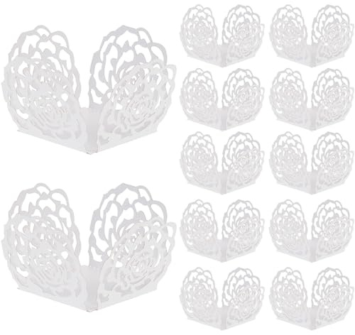 KOSTOO 50 st tryffelomslag, chokladpappersmuggar, mini bakformar papper, omslagsfoder, choklad, godis, packning, separerande brickor för dusch, födelsedag, bröllopsfest (vit)