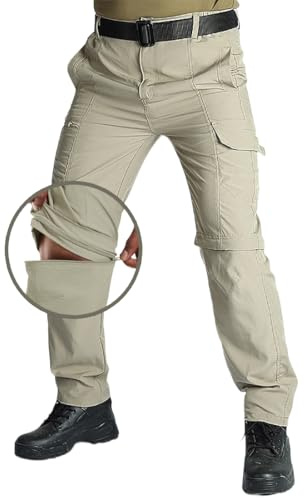 WINKEEY Pantalones Hombre con Bolsillos para Convertible Cremallera Pantalon Cargo Hombre para Secado Rápido Casual Ligereza Sólido Porosidad Jogger Pantalones de Trabajo Hombres,Kaqi 2XL