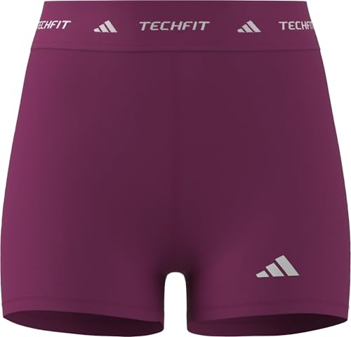 adidas Women's TECHFIT Short Leggings, real magenta, M 3 inch