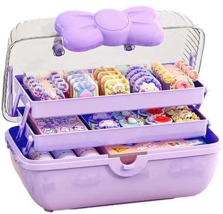 Caja de Almacenamiento para Accesorios de Pelo Niñas, Organizador de Accesorios para el Cabello, 3 Capas Caja de Joyería Portátil con Compartimentos para Lazos, Coleteros, Horquillas, Diademas