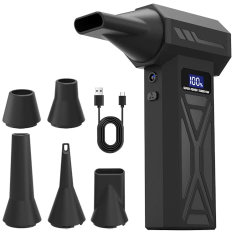 Souffleur de peinture sans fil, 110 000 tr/min, 4 vitesses réglables avec 5 buses, 4000 mAh USB-C rechargeable pour acrylique néerlandais, aquarelle, projets d'artisanat Floetrol (noir)