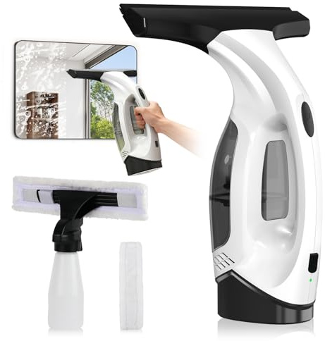 ZRHI Window Vacuum Squeegee Cordless, Electric Window Cleaner Tool with Water Collection Tank, Window Cleaning Kit Shower Squeegee for Glass Doors, Windows, Mirrors, Car