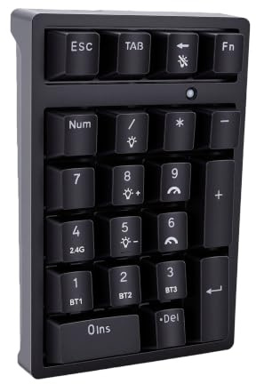VBESTLIFE Teclado Numérico Mecánico Inalámbrico, Teclado Numérico Bluetooth 2,4G Tipo C con Teclas Silenciosas Retroiluminadas RGB para Tareas de Contabilidad de Cajero