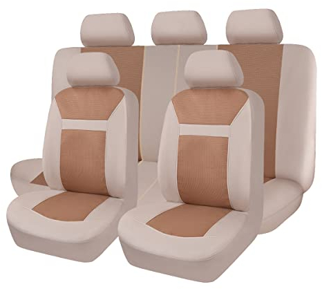 Flying Banner Jacquard Housse de Siège Voiture Ensembles Universelle Auto (Beige)