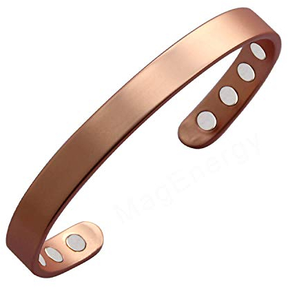 MagEnergy Kupfer-Armband für Damen und Herren 99,9% reines Kupfer mit 8 Magneten Lymphdrainage und Schmerzlinderung (Schlichtes Design)