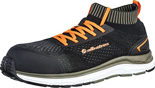 ALBATROS Ultimate Impulse Low herr säkerhetssko arbetssko S1P ESD glasfiber lock penetrationsskydd metallfritt halkfri värmebeständig, olivsvart, 43 EU