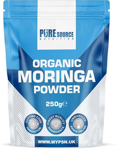 Organic Moringa Leaf Powder Gluten Free Natural and Pure Leaves Picked from The Moringa Oleifera Plant - Superleaf Superfood Powder by Pure Source Nutrition (250g)