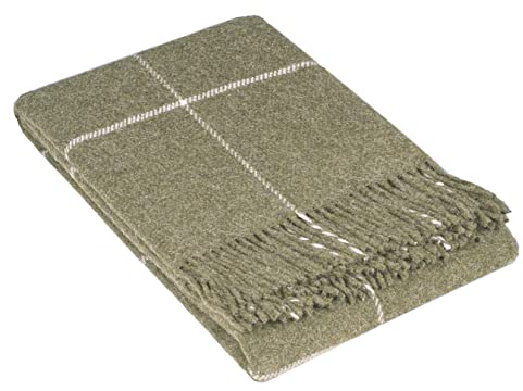 Manta de Lana 140x200 cm, 100% Pura de Nueva Zelanda, Plaid de Lana Suave para Cama y Sofá, Colcha como Cubrecama para Sofás, Elegante Cubrecama con Flecos – Nostra Zelandia Wool Manta Grande