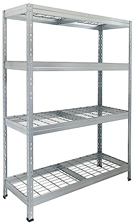 HEMMDAL Outdoor-Weitspannregal - 1.200 kg Tragkraft - HxBxT 180 x 120 x 45 cm - Steckregal mit 4 höhenverstellbaren Böden - 400 kg max. Fachlast - TÜV geprüft - Schwerlastregal aus verzinktem Stahl