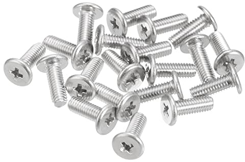 sourcing map M3-0.5 x 8mm 20Pcs Flat Round Head Screws 304 Stainless Steel Phillips Drive Machine Screws Hardware Fastener for Furniture Connection