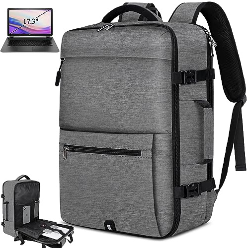 IGOLUMON Ryggsäck herr stor laptop ryggsäck 17,3 tum handbagage ryggsäck business reseryggsäck vattentät för kvinnor skolryggsäck laptopväska 40 l svart, GRÅ, Grau-17.3 Zoll, Ryggsäck