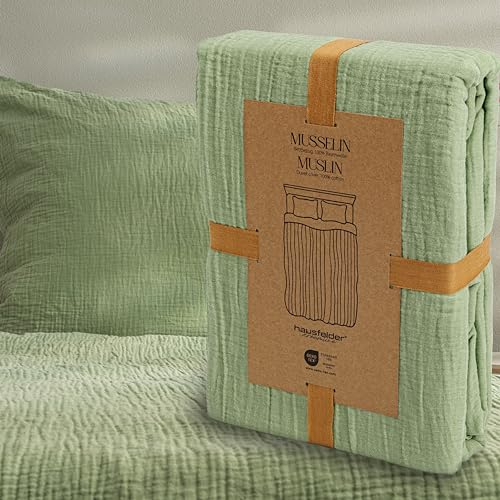 Hausfelder Musselin Kissenbezug 40x80 cm, Kopfkissenbezug 40 x 80 cm aus atmungsaktiver Baumwolle