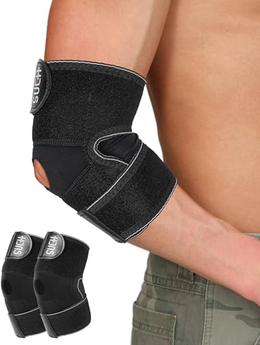 SueH Design Tennisarm Bandage für Herren und Damen, Ellenbogenbandage für Tennisellenbogen, Golferellenbogen, Sehnenentzündung, Schmerzlinderung, Bandage Ellenbogen (2 Stück), Schwarz