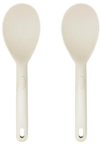 JS Gourmet 2 paletas de arroz de silicona, resistentes al calor, antiadherentes, espátulas de cuchara de arroz con mango cómodo para cocinar y servir puré de papas, huevos revueltos, pudín de pan