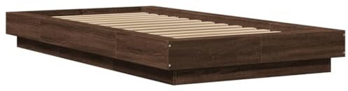 vidaXL Estructura de Cama Madera de ingeniería marrón Roble 100x200 cm, Muebles de Dormitorio, Camas, Cama Individual, Cama, somier, Cama de palets