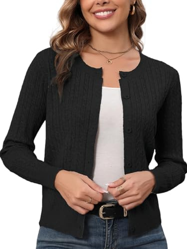 Dam elegant vintage kabelstickad cardigan långärmad knappstängning lätt kappa för vår höst