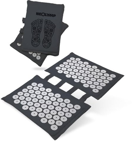 NEOLYMP Zerbino per agopressione – Stimolazione versatile – lavabile, ecologico, con borsa per il trasporto – Tappetino per massaggio ai piedi per agopuntura con punte in ABS – Tappetino per unghie