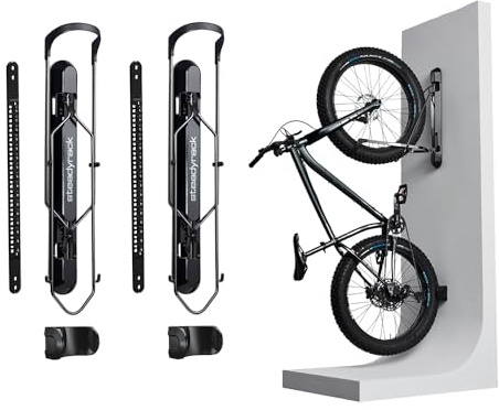 Steadyrack ProFlex Fat Bike Rack - Vertical Wall Mount Bike Storage for Home - Roll-In Roll-Out System - Space-Saving Pivot – Fits Fat, Plus, Cruisers, Fender - Includes GearMate SteadySpine - 2 Pack