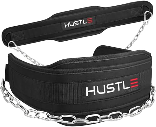 Dip Belt with Chain for Weightlifting – 42in Steel Belt Chain, 7in Padded Back Support, 400lb Capacity – Weighted Belt for Pullups, Dips, Squats – Heavy Duty Weight Belt for Men and Women