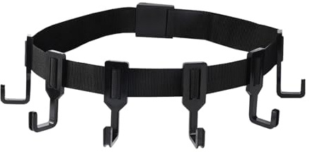 Lyreh Tree Stand Strap Hanger, Premium Outdoor Tree Stand Strap Bow Gear Hanger with 6 Hooks Practical Treestand Saddle Platform Outdoor Accessories for Hunting Camping Hiking (Black)