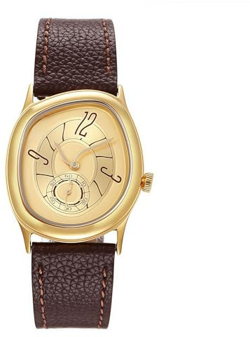 Gosasa Reloj de cuarzo unisex creativo y elegante con correa de cuero suave, diseño único de esfera trenzada, reloj de pulsera de moda para hombres y mujeres, regalo elegante para él o ella, Dorado