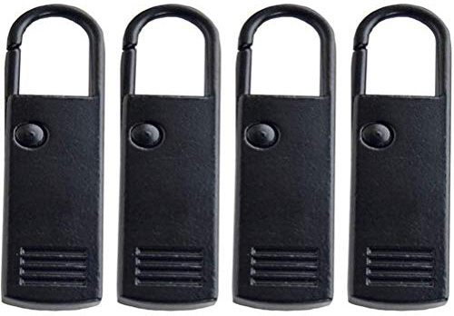 Ejoyous Lot de 4 Tirettes de Fermeture éclair, Languette de Rechange en Métal, Installation Facile, Tirette de Fermeture éclair pour Bagages, Sac à Dos, Vêtements, Extension de 3,8 Cm (BLACK)