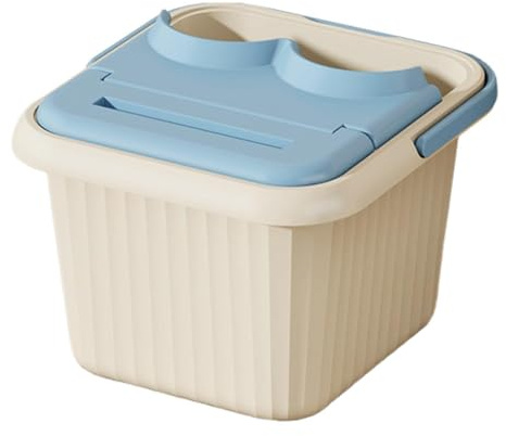 Fiocias Foot Bath Basin Bacinella per Ammollo Piedi Spaziosa con Rilievi Massaggianti Al Fondo Vasca Da Pedicure Portatile E Leggera in Materiale Durevole Ada, Blu con Coperchio