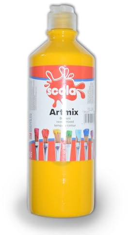 Scola Artmix 600ml Bottles Ready Mix Craft Poster Paint Bright Yellow
