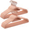SONGMICS Kleiderbügel Samt, 30er Set, Bügel, rutschfest, kleine Stange für Krawatten, 360° drehbarer Haken, 0,6 cm dick, platzsparend, 43,5 cm lang, für Mäntel, Hosen, Roségold-Hellrosa CRF21PK30
