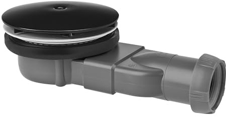 Wirquin 30722861 Bonde de douche extra-plate pour receveurs extra-plats ø90 avec dôme en ABS, noir