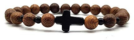 KARDINAL WEIST crucifijo - cruz madera pulsera, joyas para mujeres y hombres, FE - AMOR - ESPERANZA - №1 (XS, madera)