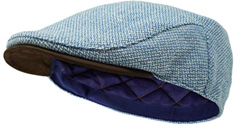 La Sloan Atlántico - Gorra Plana de Tweed Irlandés y Cuero Nobuck - M