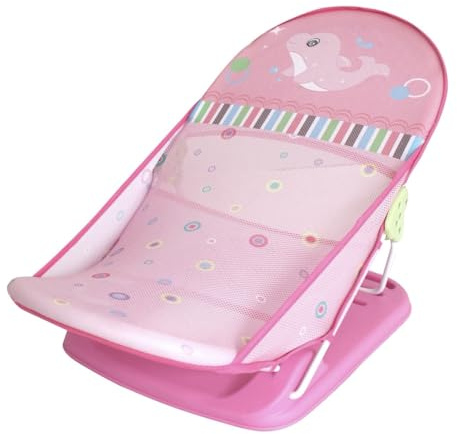 LADIDA Foldable & Adjustable Home & Travel Baby Bath Bather Seat, 3 Colours (Light Pink)