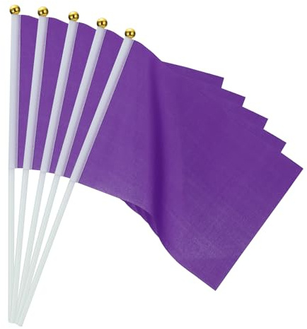 PATIKIL Mini Drapeaux Vierges，20 Pcs Violet Petits Drapeaux Colorés de Sublimation à Décorer pour Anniversaire, Cour, Pelouse, Marquage au Sol, Sport, Golf, Fête, Irrigation, 30x21cm