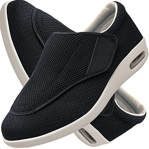 AZMAHT Scarpe Donna a Strappo Estive Scarpe X Diabetici Uomo Scarpa Uomo per Fascite Plantare Scarpe Larghe da Uomo Scarpe per diabetiche,Nero,42 EU