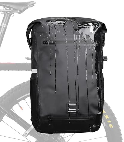 ENJOHOS Alforjas Bicicleta Multifuncional Bolsa de Bicicleta Impermeable Maletas Laterales Mochila Portatil para Portatilportaequipajes Bicicleta Trasero con Red para Casco, Negro-22L