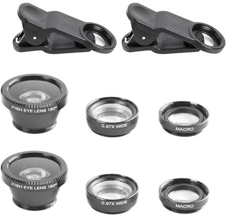 Kit de Lentes 3 en 1 para Cámara de Teléfono Móvil,Lentes para Cámara de Teléfono Móvil,Macro,Ojo de Pez,Gran Angular,Objetivo para Movil 3 en 1,Lentes para Movil,par los Smartphones,2 Pcs