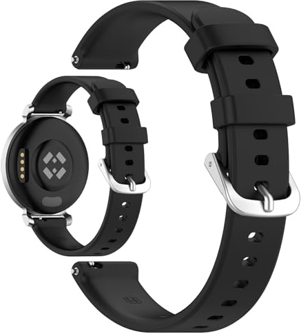 Disscool ersättningsarmband kompatibla med Garmin Lily 2/Lily 2 aktiv justerbar magnetisk attraktion mjuk silikon handledsrem med snabbfrigörande klocktillbehör (svart), Silikon, Skapad kvarts