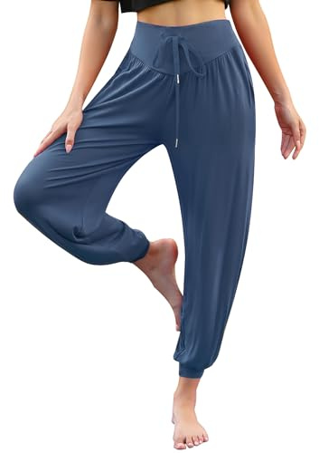 Terecey Yoga Pants for Women High Waist Harem Trousers with Pockets | Silky Soft Touch, Fluid Drape, Gentle Stretch, Relaxed Movement, Ideal for Pilates, Travel, Lounging and Everyday Wear