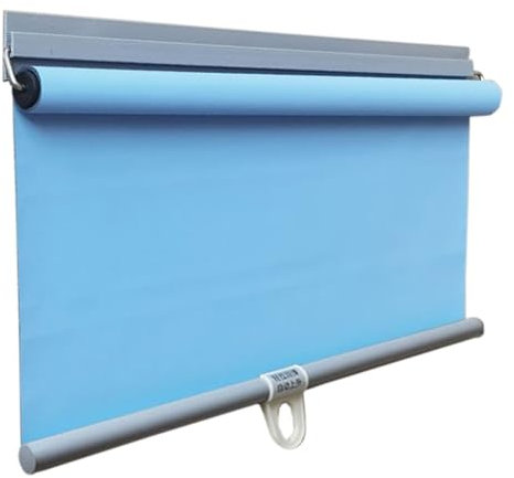 Estor Térmico y Persiana Enrollable Opaca para Ventanas de Dormitorio/Ático - Aislamiento Térmico, Protección UV y Antirreflejos, Material Poliéster con Tipo Resorte de Elevación Automática(Blue,80W x