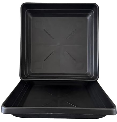 Deep Square Plant Saucers – Extra Thick & Durable Drip Trays | Heavy-Duty Plastic for Indoor & Outdoor Pots | Leak-Proof, Stackable, Reusable Design | Multiple Sizes for Square Planters (1, Deep 32CM)