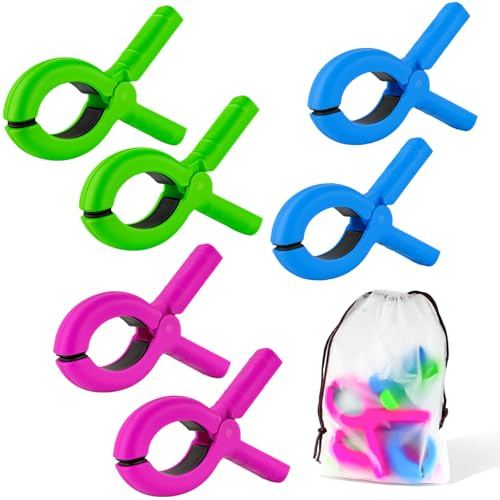 QOPAHI 6pcs Towel Clips for Sun Loungers Large Strong Grip Clothes Pegs Non-Slip Towel Pegs for Sun Lounger Washing Line Laundry Pool Chairs Sunbeds, with Drawstring Organizer(3 Colors)