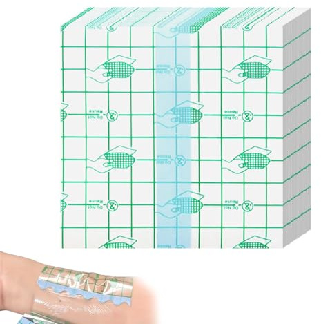 50 Pezzi Fogli Cerotti Trasparenti Impermeabili, 10cmx12cm Benda Trasparente Antiallergico, Pellicola Per Tatuaggi Cerotti Elastici di Fissaggio per Doccia Protezione Delle Ferite
