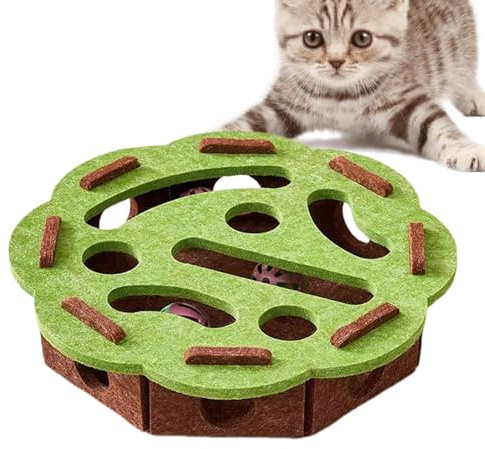 Genikeer Juguetes Interactivos para Gatos,Juegos Interactivos De Juguetes Mentales Felinos - Caja Laberinto con Campanilla para Ejercicio Y Enriquecimiento Mental Felino